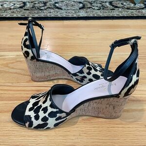 Kate Spade Womens Lonnie Leopard Print Wedge‎ Sandals Size 9 Mob Wife Old Money
